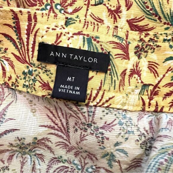 Ann Taylor MT Boho Print Half sleeve Tunic Top Mustard Yellow Green Burgundy - Picture 6 of 7